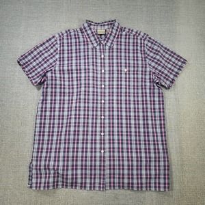 St Johns Bay Shirt Womens 16W Seersucker Plaid Short Sleeve Lightweight